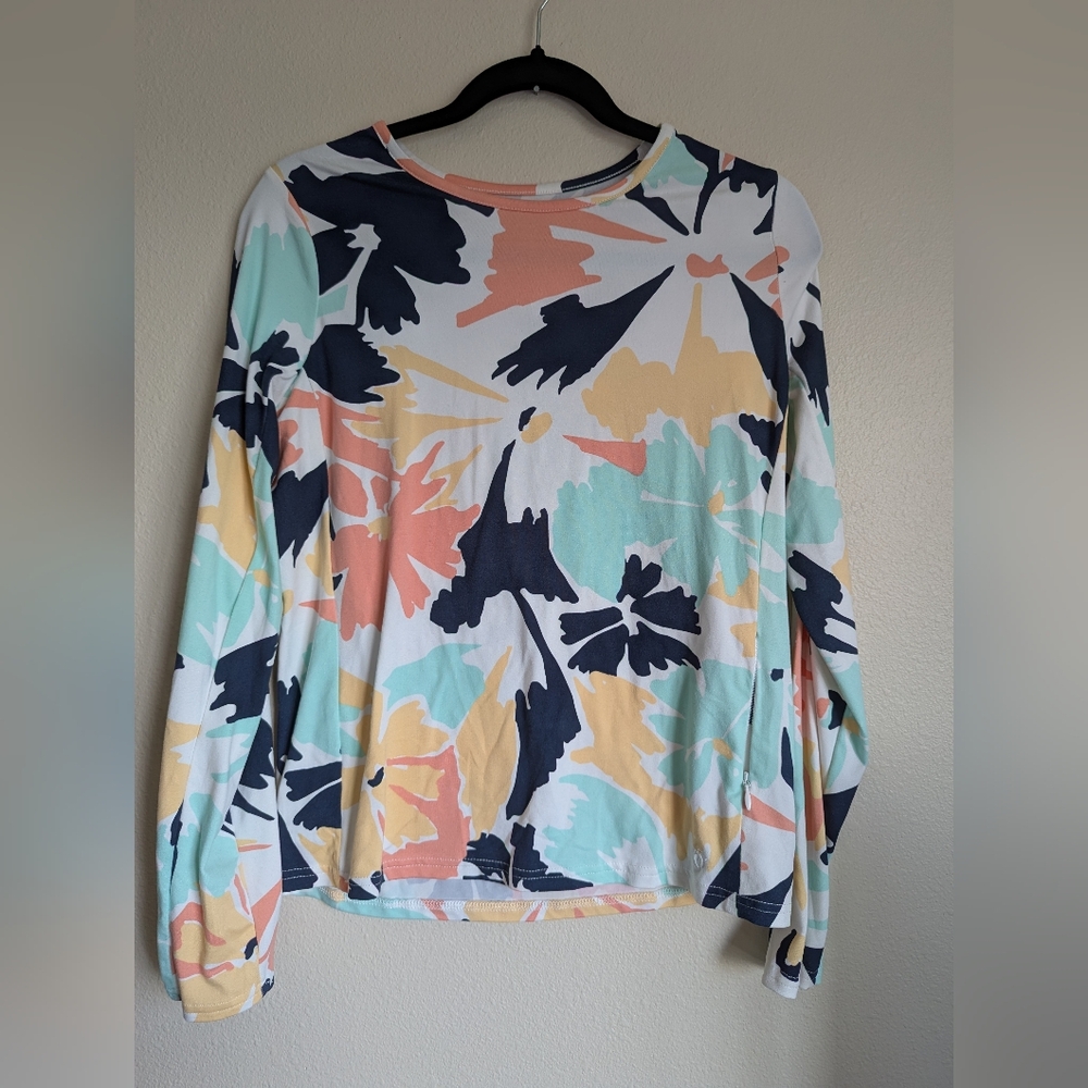NWOT Hang Ten Peach and Blue Graphic Long Sleeve Top Size S